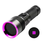 4 Core LED High Power 365NM UV Flashlight Powerful LED Ultraviolet Lamp Type-C USB Rechargeable Black Mirror Purple Ligh