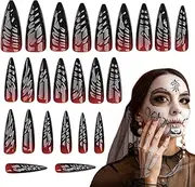Halloween Press Nails Medium | Artificial False Nails - Press Nails Medium Glossy Glue Gel Nail False Nails Kits Stick Nails for Women
