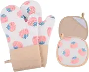 Oven Mitts and Pot Holders Set 4 Piece, Heat Resistant Silicone Oven Mitts with Pot Holders