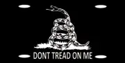 DON'T TREAD ON ME GADSDEN FLAG METAL CAR NOVELTY LICENSE PLATE BLACK AND WHITE