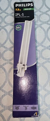 PHILIPS ALTO PL-S COMPACT FLUORESCENT LAMP 13W 830/2P 825LUMENS GX23 BASE