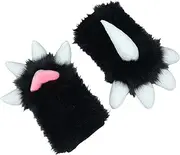 ａ aternee Dragon Paws Gloves Hands Claw Animal Claws for Masquerades Role Play Halloween, Black White