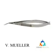 V. Mueller OP0917-801 Castroviejo Scissors Angled Blunt Flat Serrated 4-1/2"