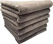 SOFTBATFY Plush Edgeless Microfiber Towel for Car, Soft Drying Wash Detailing Buffing Polishing Towel, 16 x 16inches (Gray, 6Pack)