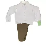 Just Darling 4-Pc Slacks Vested Set Suit- White with army green pants Sz 1/2