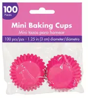 Mini Bright Pink Cupcake Baking Cups 100pk Muffin Cases Patty Pans Liners Decor