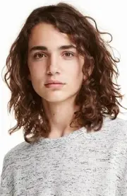 Mens Brown Wig - Long Wavy Male Wig, Shoulder Length Side Part