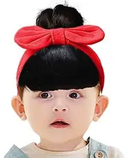 Bowknot Wigs for Baby Girls, Bangs Wig Headband for Toddler, Breathable Comfortable Hair Accessories for Festivals Stage Performances Parent-child