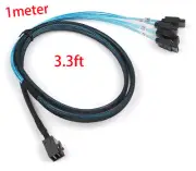 Mini SAS SFF-8643 Target to 4 SATA 7pin Host Hard Disk Data Server Raid Cable 1M