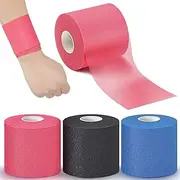 3 Pieces Athletic Pre Wrap Tape for Hair Foam Underwrap Tape Sports Pre-wrap Athletic Tape Underwrap for Hair Ankle Wrists Knees Sports 2.75 Inch by 30 Yards (Rose Red)