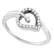 10kt White Gold Womens Round Diamond Negative-Space Fashion Ring 1/6 Cttw