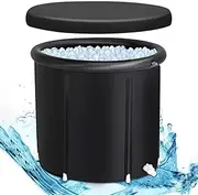 Ice Bath Tub for Athletes with Cover, Large Heavy Duty Cold Plunge Tub for Recovery, Multiple Layered Portable Hot Tub Bathtub at Home(Black,90x75cm(35x30inch))
