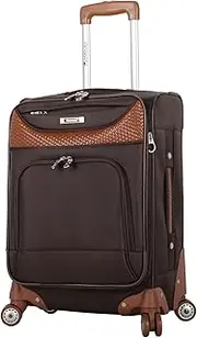 [Pathfinder] Luggage Sets with Spinner Wheels, Softside Expandable 20" 24" 28" Suitcase Carry-On 15 Inch Tote Bag, Chocolate, 20-Inch Carry-On