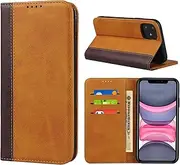 Cavor for iPhone 11 Case,Premium Leather Folio Flip Wallet Case Cover Magnetic Closure Book Design with Kickstand Feature & Card Slots(6.1")-Yellow