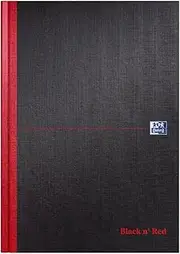 Oxford Black n' Red Ruled A-Z Casebound A4 Notebook, 192 Pages