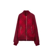 Burberry Reversible Zipped Check-Printed Bomber Jacket S,L,M Red
