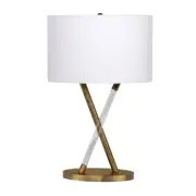 Craftmade 1 Light Metal/Acrylic Base Table Lamp, Satin Brass/White - 86224