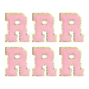 Chenille Letter Patches 2.2" Letter R Embroidered Patch (Pink, Pack of 6)