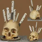 Kitchen Storage Scary Party Counter Top Skull Knives Block Storage Rack
