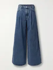 [GOLDSIGN] GOLDSIGN - The Atticus Pleated Low-rise Wide-leg Jeans - Dark denim - 27 27 Blue