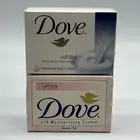 2 Dove Soap Bars ~ Pink 4.75 Oz And White 4.25 ~ Moisturizing Cream Beauty Bar