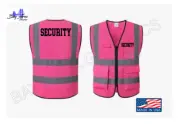 SECURITY PINK HI-VISIBILITY SAFETY VEST W/ POCKETS/ZIP 2" REFLECTIVE STRIPS
