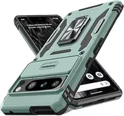 [ELEPIK] Google Pixel 9 Pro XL Case with Camera Cover, Ring Kickstand [2 Stand Way, Horizontal or Vertical], [Military Grade Heavy Duty Protective] Phone Case for Google Pixel 9 Pro XL (Turquoise)