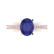 2.21Ct Oval Cut Tanzanite VVS1 Solid Gold Engagement Promise Statement Ring