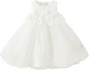 [DAVE & BELLA] DAVE&BELLA Toddler Girls Tutu Dress, Tulle Ruffled Sleeveless Princess Dresses Summer Flower Sundress Wedding Birthday Party