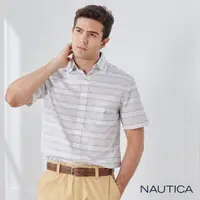 在飛比找momo購物網優惠-【NAUTICA】男裝清爽條紋短袖襯衫(白色)