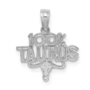 14K White Gold Wg 100% Taurus Zodiac Charm