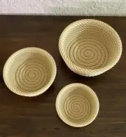 Rope Bowl - Set Of 3 Nesting Plastic Bowls Decorative Home Decor - Desert Tan