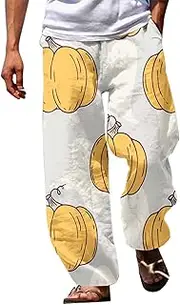 [Generic] Boy 12 Spring and Summer Trousers Halloween Pumpkin Head Beach Pocket Pants 4 Year