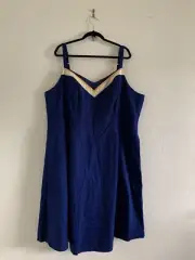 ModCloth A-Line Midi Dress Royal Blue Sleeveless Pockets Plus Size 28
