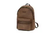 Tosca Waxed Canvas Padded Shoulder Zipped Travel Backpack Bag 36x13x28cm Brown