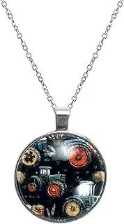 [Diusye] Necklaces for Women, Farm Wheat Straw Tractors Print Stainless Steel Pendant Necklace Jewelry Birthday Anniversary Wife Girls Friends Gift