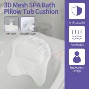 Spa Bath Cushion 3D Mesh Pillow Neck Support Suction Cups Soft Bathtub Head Rest