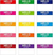 UKKQES 225 Pcs Name Tag Stickers (7.5X 5cm) Hello My Name is Name Tags Stickers Badges,Nametags Colorful Name Badge Labels Sticker for Themed Party Family Home School Office Conferences