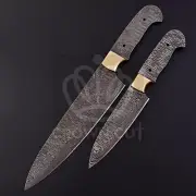 CHEF KNIFE SET, HANDMADE DAMASCUS KITCHEN KNIVES FULL TANG KNIVES BLANK BLADES