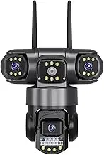 WiFi IP Camera Outdoor 12MP 6K Triple Lenses Triple Screens Security Video Monitor Night Vision Waterproof CCTV Cameras(U/K,Only Camera)