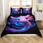 Axolotl Comforter Cover Set Queen Size Cartoon Salamander Bedding Set for Kids