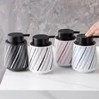 Line Pattern Ceramic Soap Foam Dispenser Gel Hand Sanitizer Container for Home