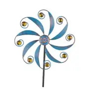 Wind Spinner, Metal Outdoor Wind Sculptures & Spinners, Small 10"Dia-Blue