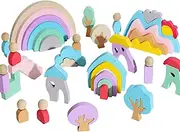 44 Stacking Blocks, Rainbow Blocks, Rainbow Toys Kids Building Toys, Colorful Wooden Stacking Toys, Wooden Stacking Blocks, Stacking Toys for Kids 3 Years and Older