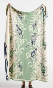NWT Anthropologie Sonnie Animal Motif Cotton Throw Blanket 50" x 60"