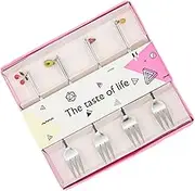 FUNOMOCYA 4PCS Creative Fruit Hanging Decor Forks Stainless Steel Tableware Chic Mixing Forks for Desserts and Parties Smooth Surface for Entertaining