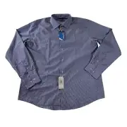 Nautica Performance Gingham Slim Fit Mens Button Up Shirt Large Blue White Check