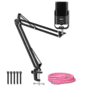 Rode NT-USB Mini USB Condenser Mic with SC27 Pink USB-C Cable and Boom Arm