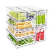 7Pack Clear Fridge Drawer Organizer Pull out Bins Stackable Refrigerator