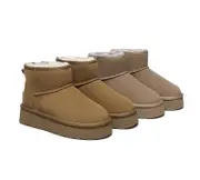 AUSTRALIAN SHEPHERD® UGG Boots Sheepskin Wool Ankle Platform Rommie - Brown / AU Ladies 4 / AU Men 2 / EU 35